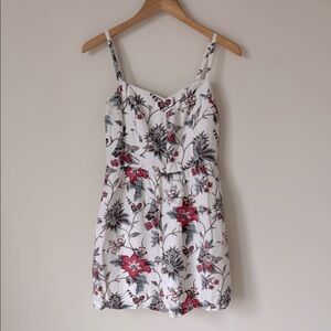 🟢 5/$25 LOFT | Linen Blend Floral Spaghetti Strap Mini Sun Dress | Size 2